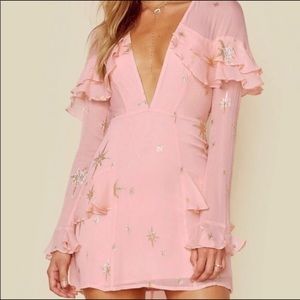 For Love & Lemon’s XS Pink Ruffled Star Dress - NEVER WORN!!
